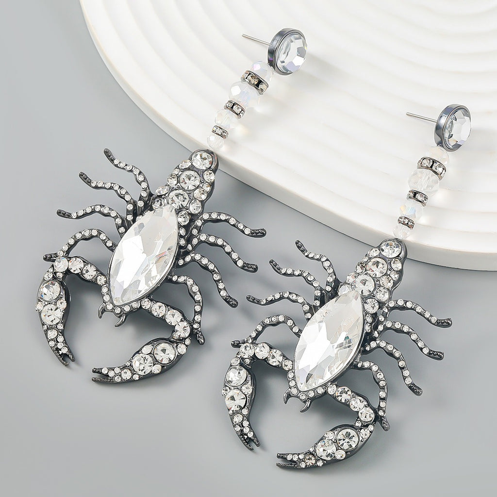 Ins Style Exaggerated Alloy Studded Scorpion Earrings Women Retro Hip Hop Earrings New
