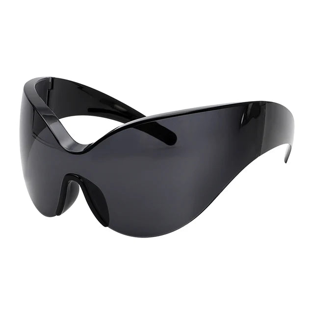New Steampunk Oversized Sunglasses Women Trends One Piece Punk Sun Glasses
