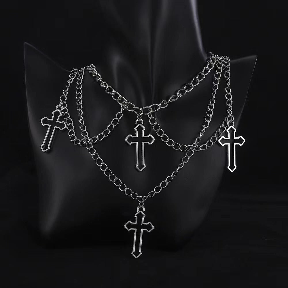 Necklace Jewelry Fashion Female Cross Multi layer Necklace Gothic Cross Pendant Necklace