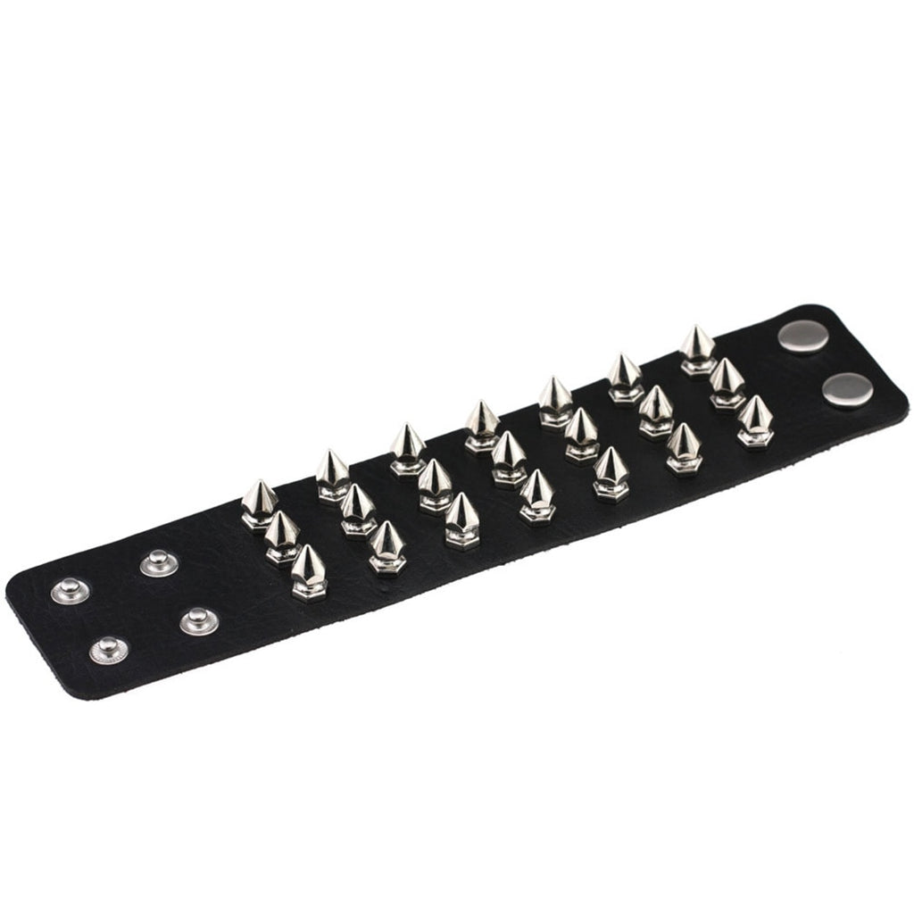 Punk Gothic Rock Cuspidal Spikes Rivet Cone Stud Wide Leather Cuff Bracelet Wristbands Charm Bangle Fashion Unisex Jewelry
