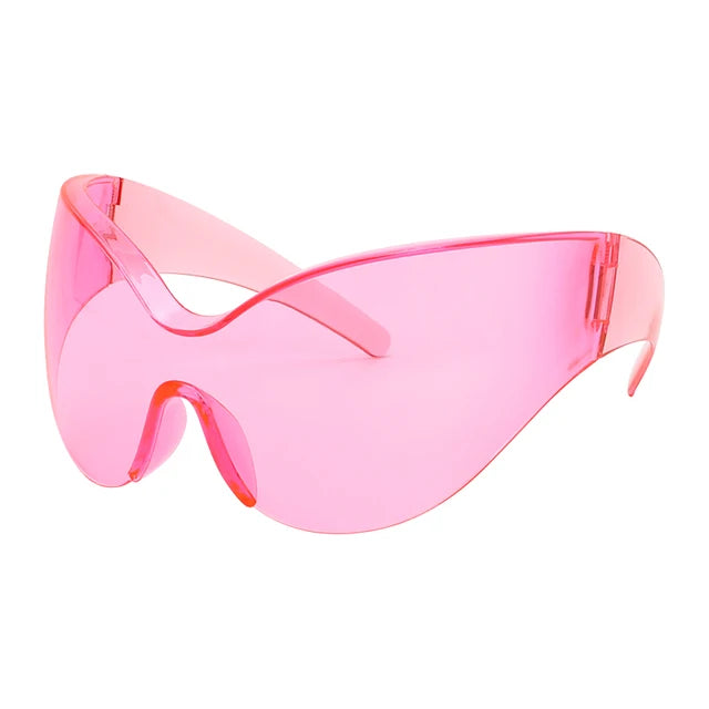 New Steampunk Oversized Sunglasses Women Trends One Piece Punk Sun Glasses