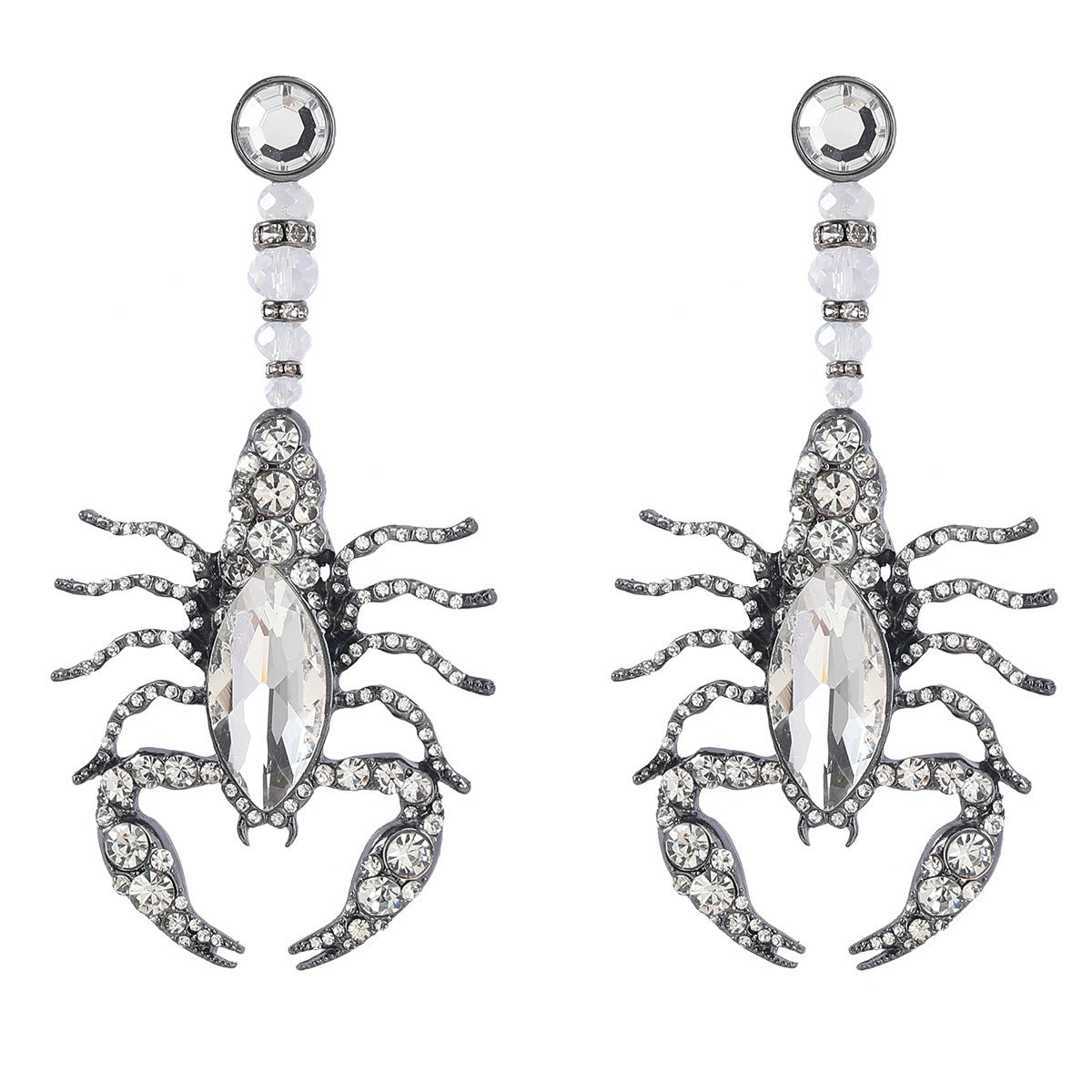 Ins Style Exaggerated Alloy Studded Scorpion Earrings Women Retro Hip Hop Earrings New