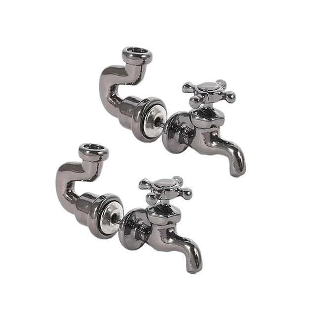 Industrial Punk Water Faucet Shape Stud Earrings For Men Women Gothic Piercing Earring Personality Halloween Fashion Jewelry