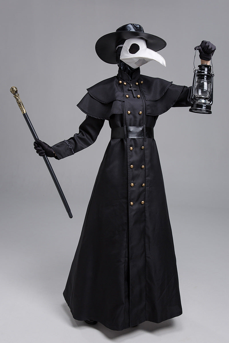 Halloween Adult Medieval Steampunk Style European Plague Doctor Costume Crow Long Beak Birdman Outfit