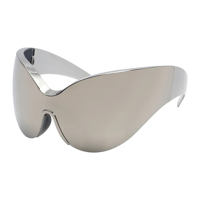 New Steampunk Oversized Sunglasses Women Trends One Piece Punk Sun Glasses
