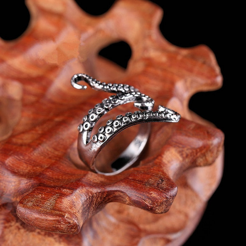 Rings Titanium Steel Gothic Deep Sea Squid Octopus Ring Fashion Jewelry Adjustable Size