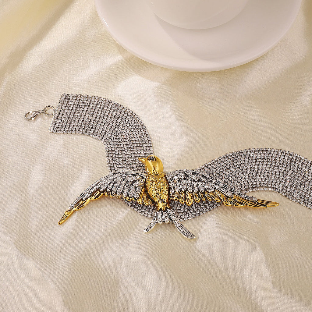 European and American exaggerated and fashionable bird and swallow multi-layered necklaces full of diamonds