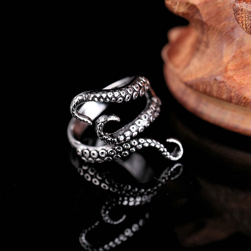 Rings Titanium Steel Gothic Deep Sea Squid Octopus Ring Fashion Jewelry Adjustable Size