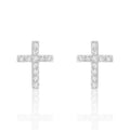 Sterling Silver Beautiful Cross Cubic Zirconia Earrings