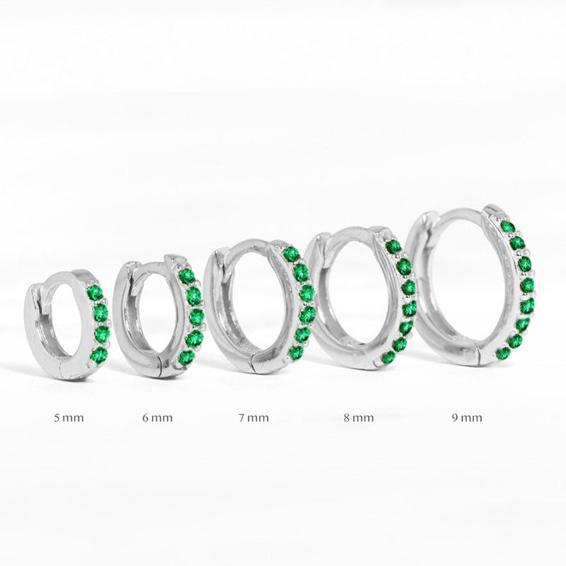 S925 Sterling Silver Circle Earrings with Turquoise and Diamond Inlay 18K Gold Plated Stud Earrings Jewelry