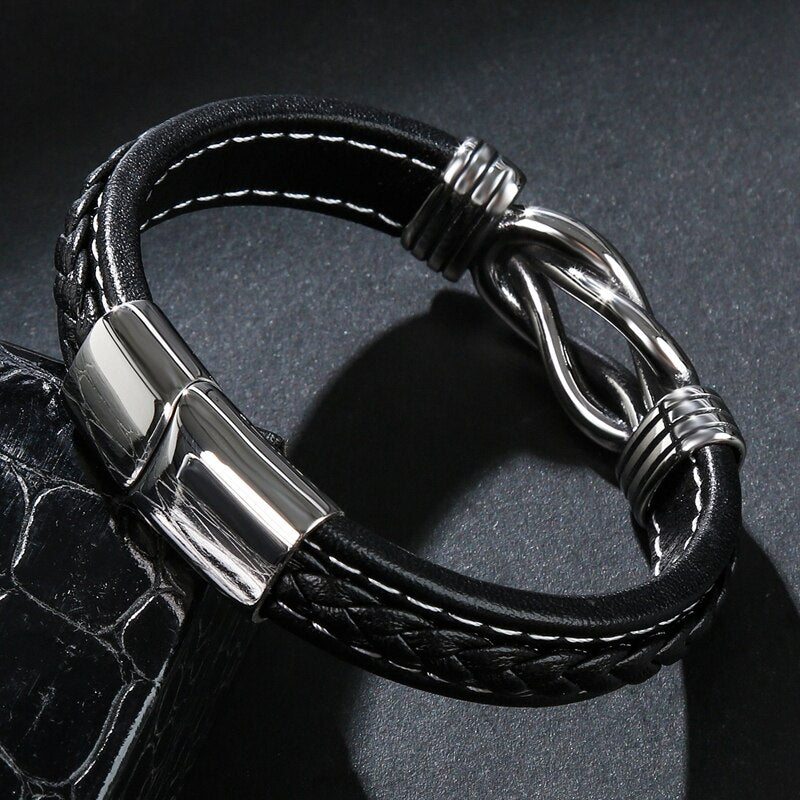 Jewelry Titanium Steel Punk Men's Leather Bracelet