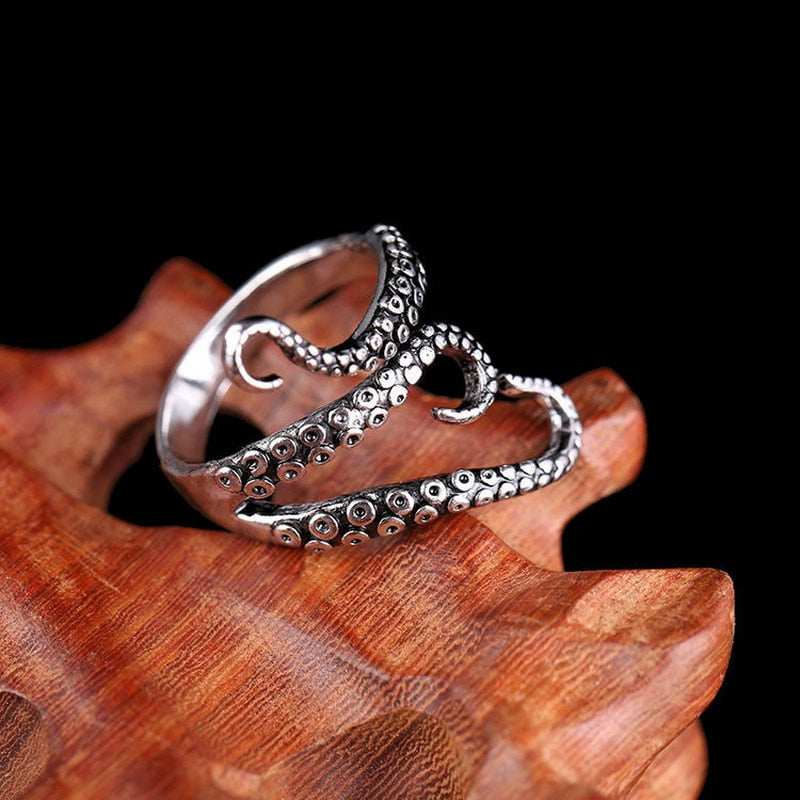Rings Titanium Steel Gothic Deep Sea Squid Octopus Ring Fashion Jewelry Adjustable Size