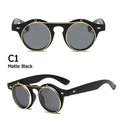 Round SteamPunk Flip Up Sunglasses Classic Double Layer Clamshell Design Sun Glasses