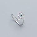 Ring s925 Silver Instagram Devil's Eye Set with Diamonds Opening Ring Small Handicraft Girl