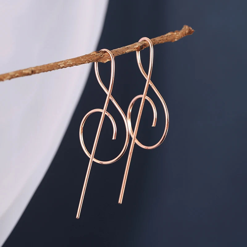 14K Rose Gold Note Earrings