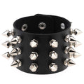 Punk Gothic Rock Cuspidal Spikes Rivet Cone Stud Wide Leather Cuff Bracelet Wristbands Charm Bangle Fashion Unisex Jewelry