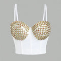 Wholesale Luxury Design Corset Diamonds Rivet Outwear Crop Tops for Women Sexy Camis