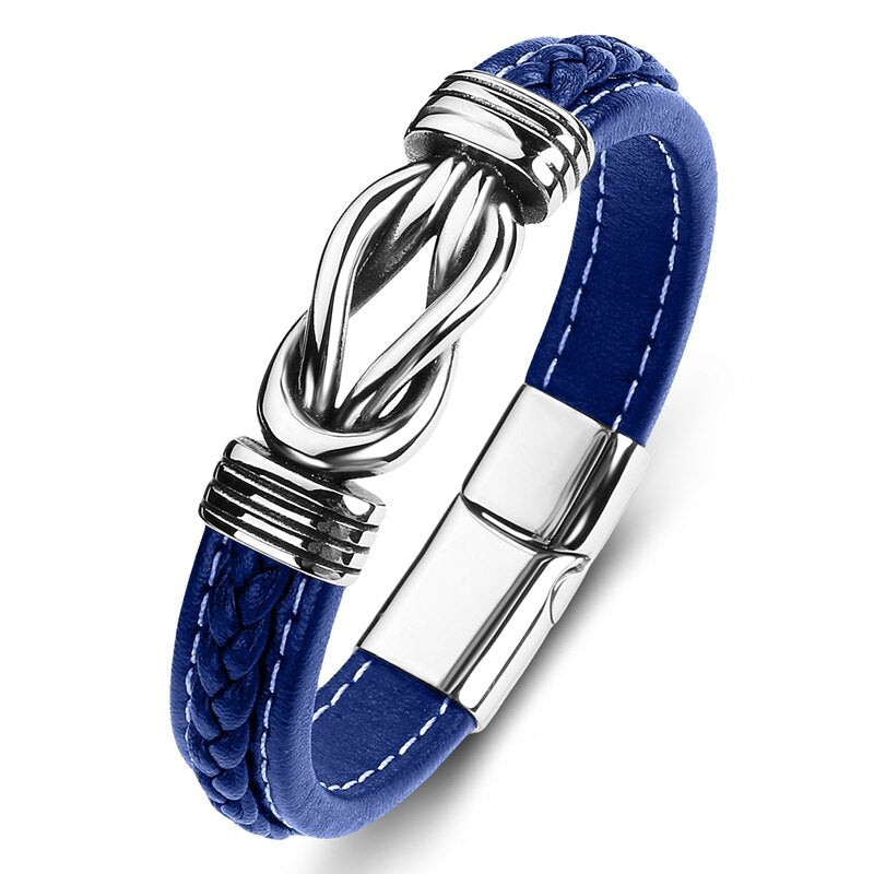 Jewelry Titanium Steel Punk Men's Leather Bracelet