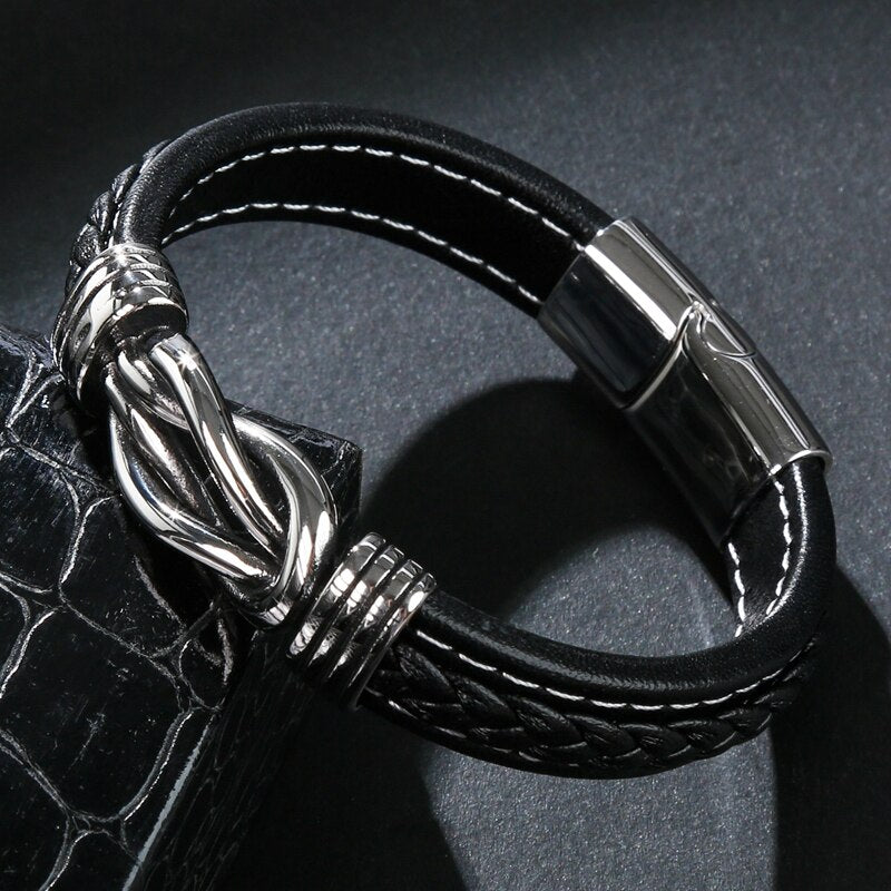 Jewelry Titanium Steel Punk Men's Leather Bracelet