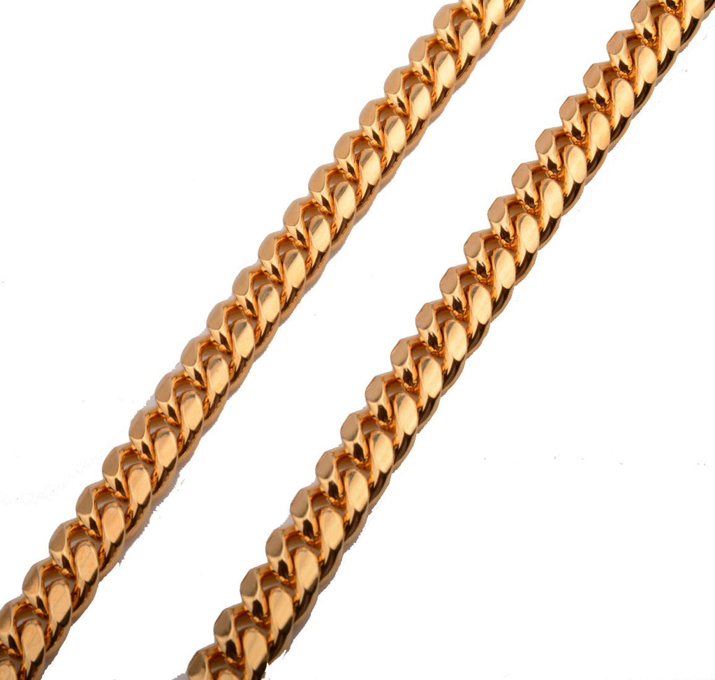 10mm stainless steel leather traction rope golden stainless steel Cuban chain dog chain medium-sized dog pet traction chain