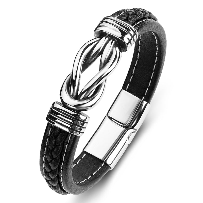 Jewelry Titanium Steel Punk Men's Leather Bracelet