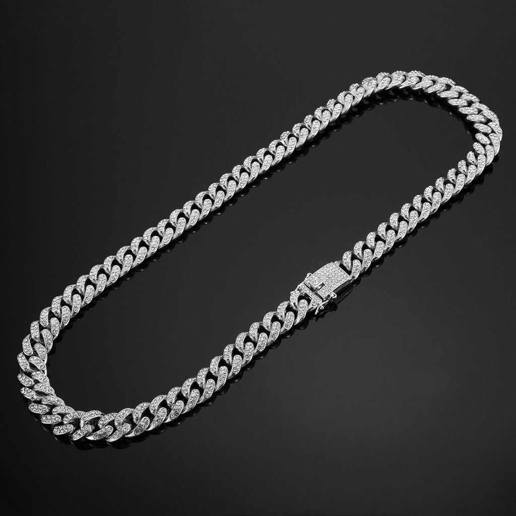 Hip Hop Necklace Jewelry 12mm Wide Butterfly Buckle Thick Gold Plating Cuban Chain