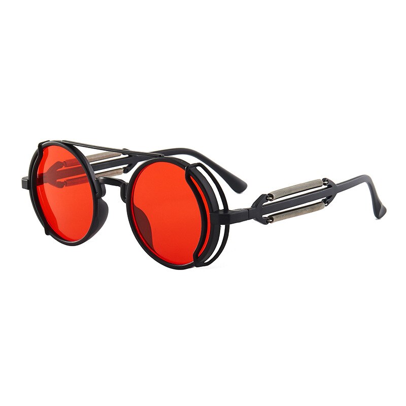 Steampunk Sunglasses UV400 High Quality  Colored Lenses Glasses Men Women Retro Round Metal Frame Sunglasses Eyewear