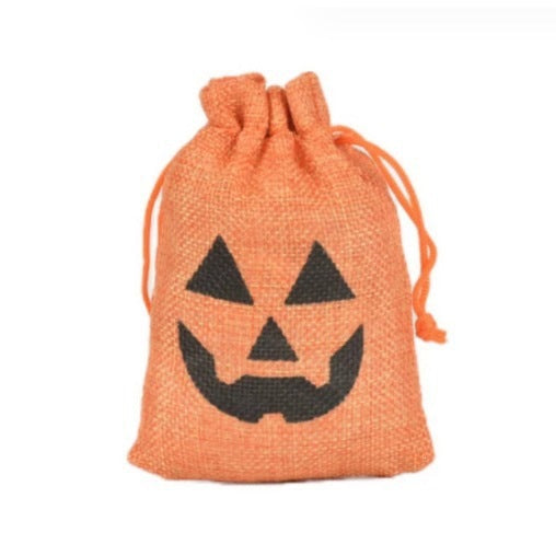 Halloween Party Gift Burlap Bag Candy Drawstring Pouch Christmas Ghost Festival Decoration Props Jewelry Set of 5
