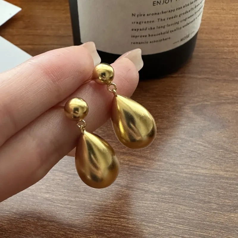 S925 Sterling silver solid drop earrings electroplated gold women's jewelry luxury fashion