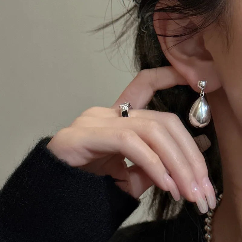 S925 Sterling silver solid drop earrings electroplated gold women's jewelry luxury fashion