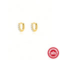 S925 Sterling Silver Circle Earrings with Turquoise and Diamond Inlay 18K Gold Plated Stud Earrings Jewelry