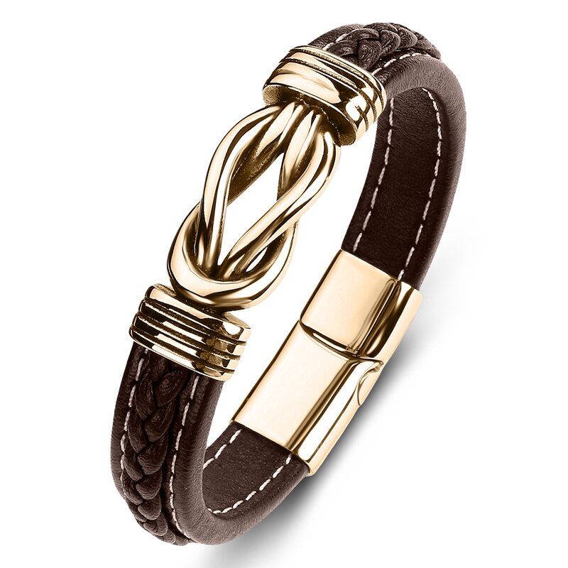 Jewelry Titanium Steel Punk Men's Leather Bracelet