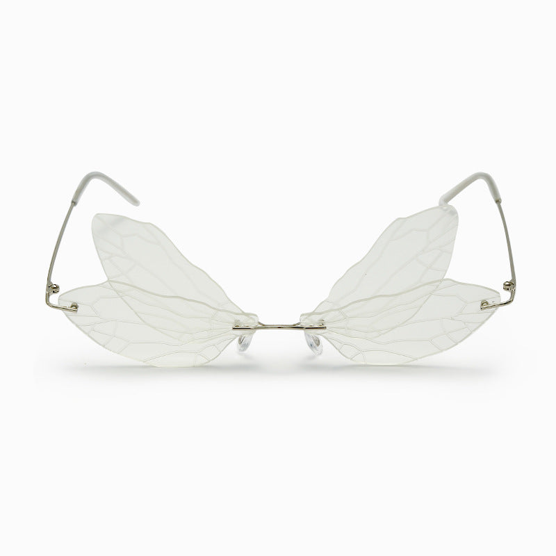 Personality Guyuan Dragonfly Sunglasses Retro Dragonfly Steampunk Glasses Frameless Gradient Transparent Lenses