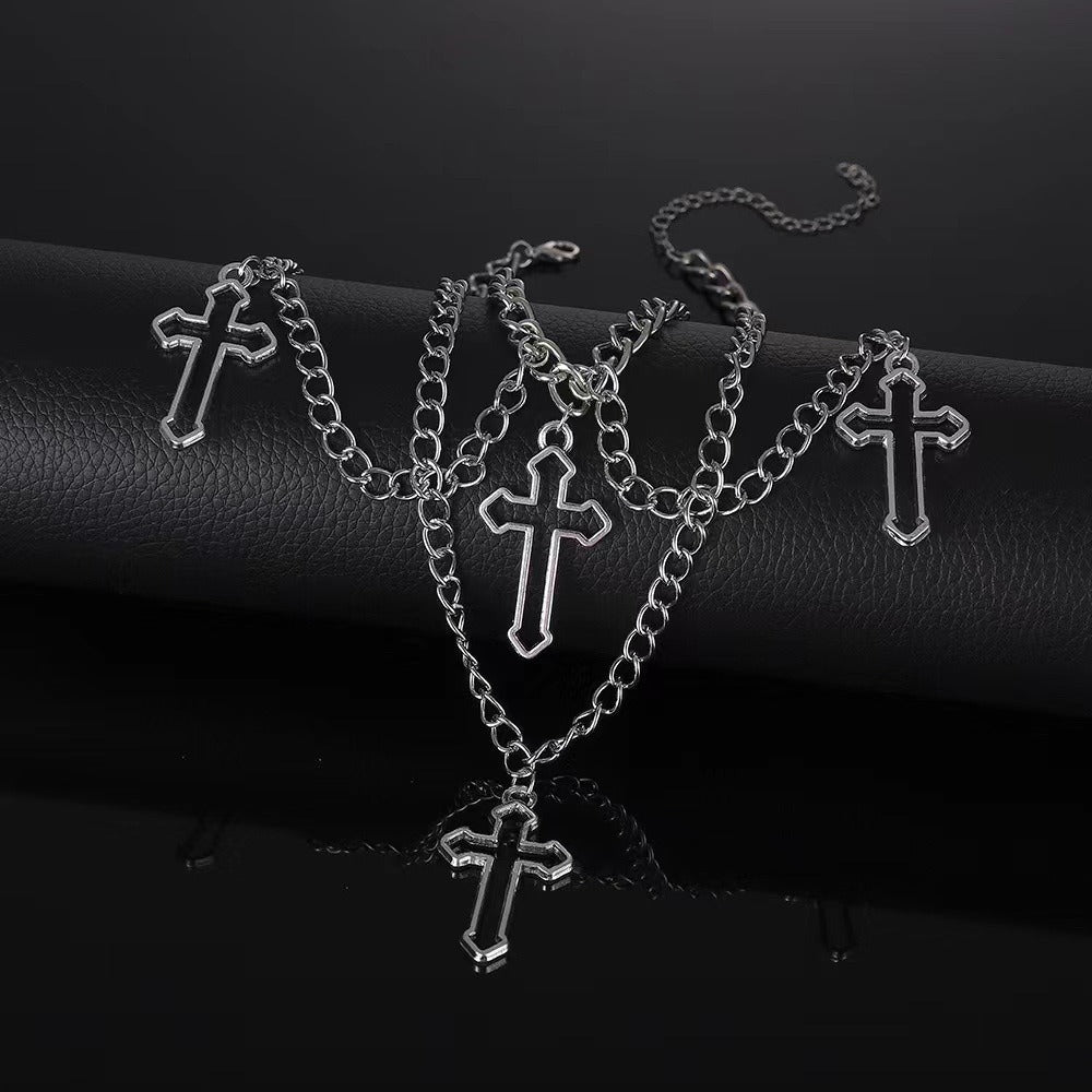 Necklace Jewelry Fashion Female Cross Multi layer Necklace Gothic Cross Pendant Necklace
