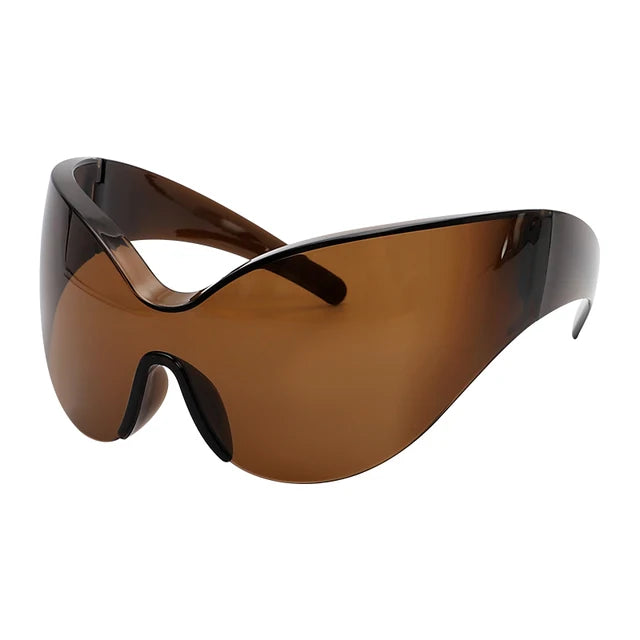 New Steampunk Oversized Sunglasses Women Trends One Piece Punk Sun Glasses