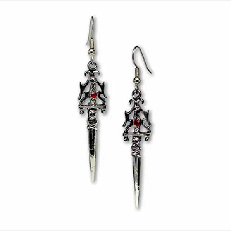New Gothic Skull Sword Earrings and Earrings Wish New Jewelry