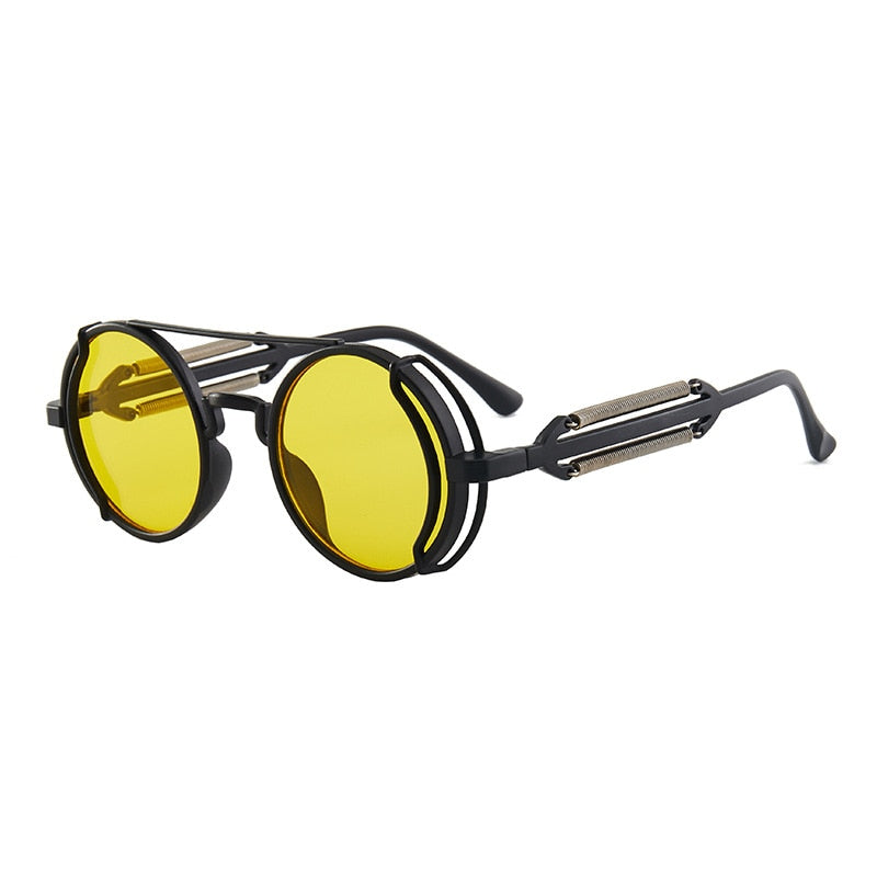 Steampunk Sunglasses UV400 High Quality  Colored Lenses Glasses Men Women Retro Round Metal Frame Sunglasses Eyewear