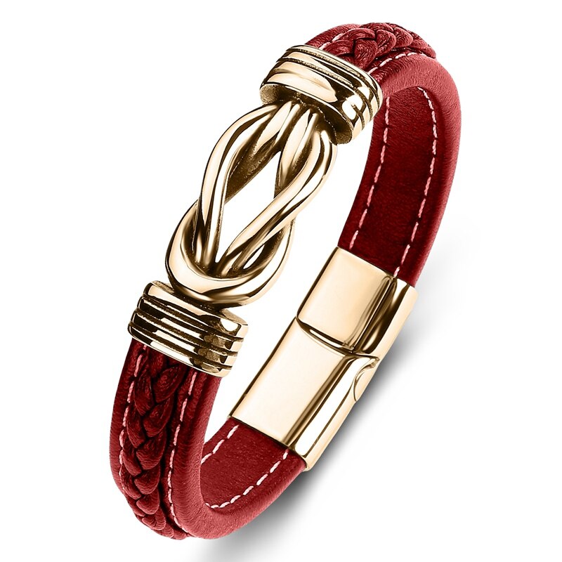 Jewelry Titanium Steel Punk Men's Leather Bracelet