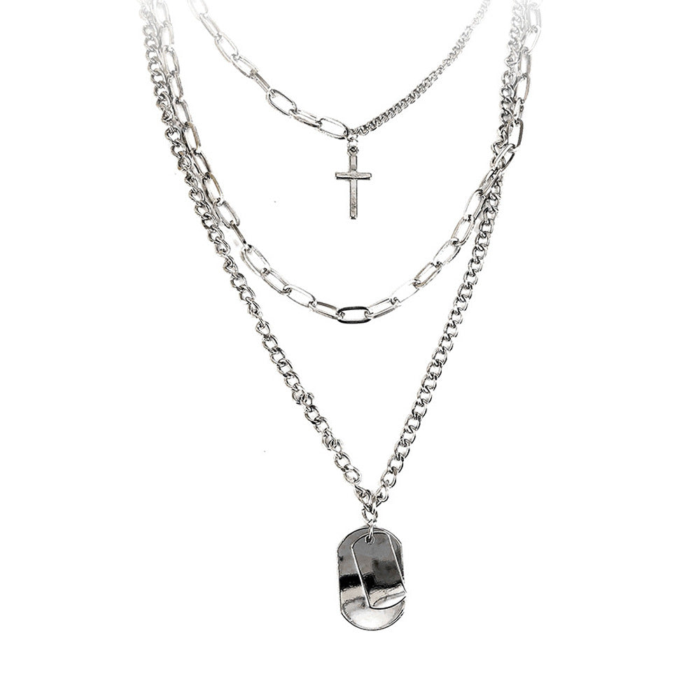 Exaggerated metal hip-hop style cross necklace