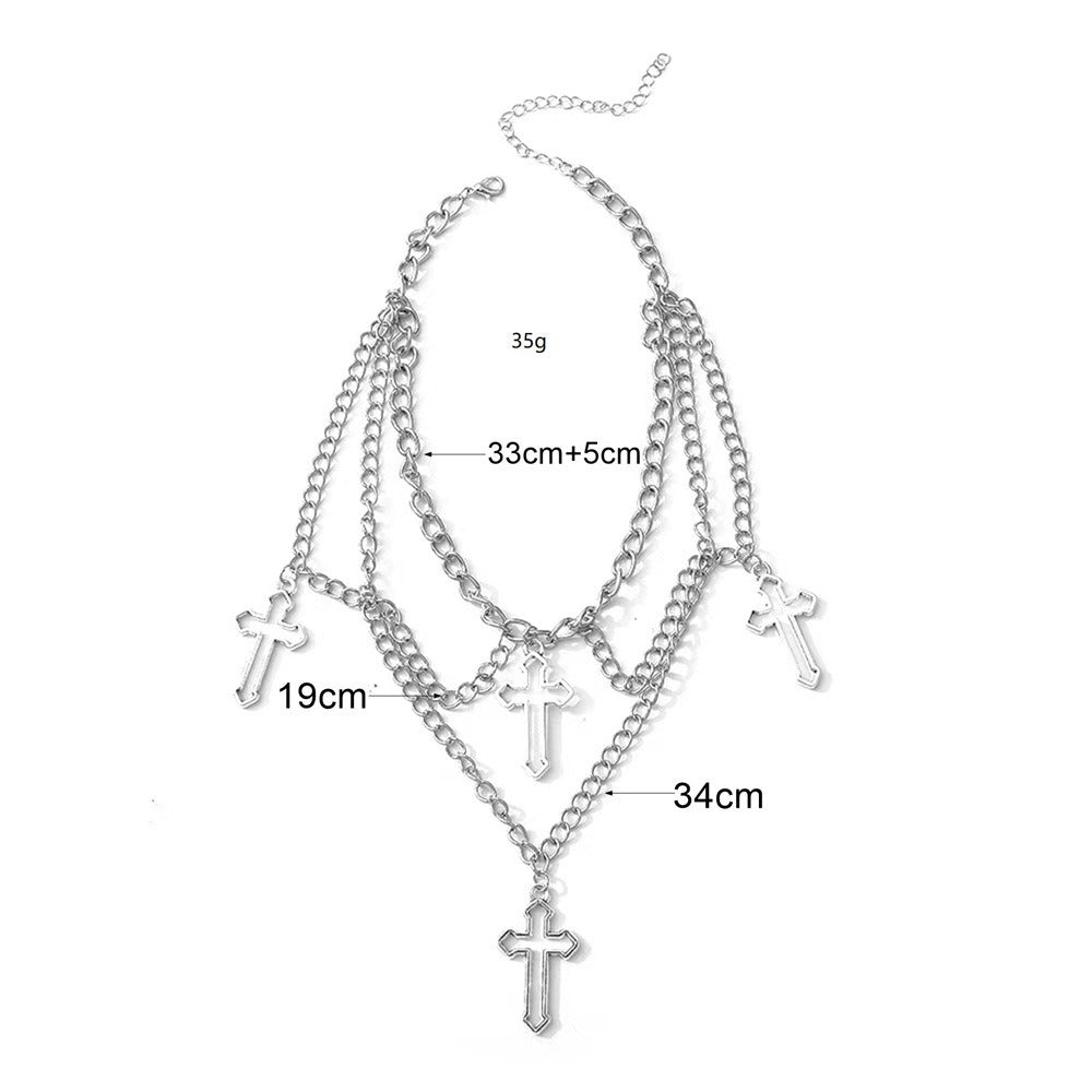 Necklace Jewelry Fashion Female Cross Multi layer Necklace Gothic Cross Pendant Necklace