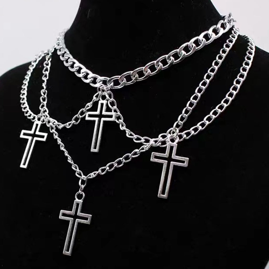 Necklace Jewelry Fashion Female Cross Multi layer Necklace Gothic Cross Pendant Necklace