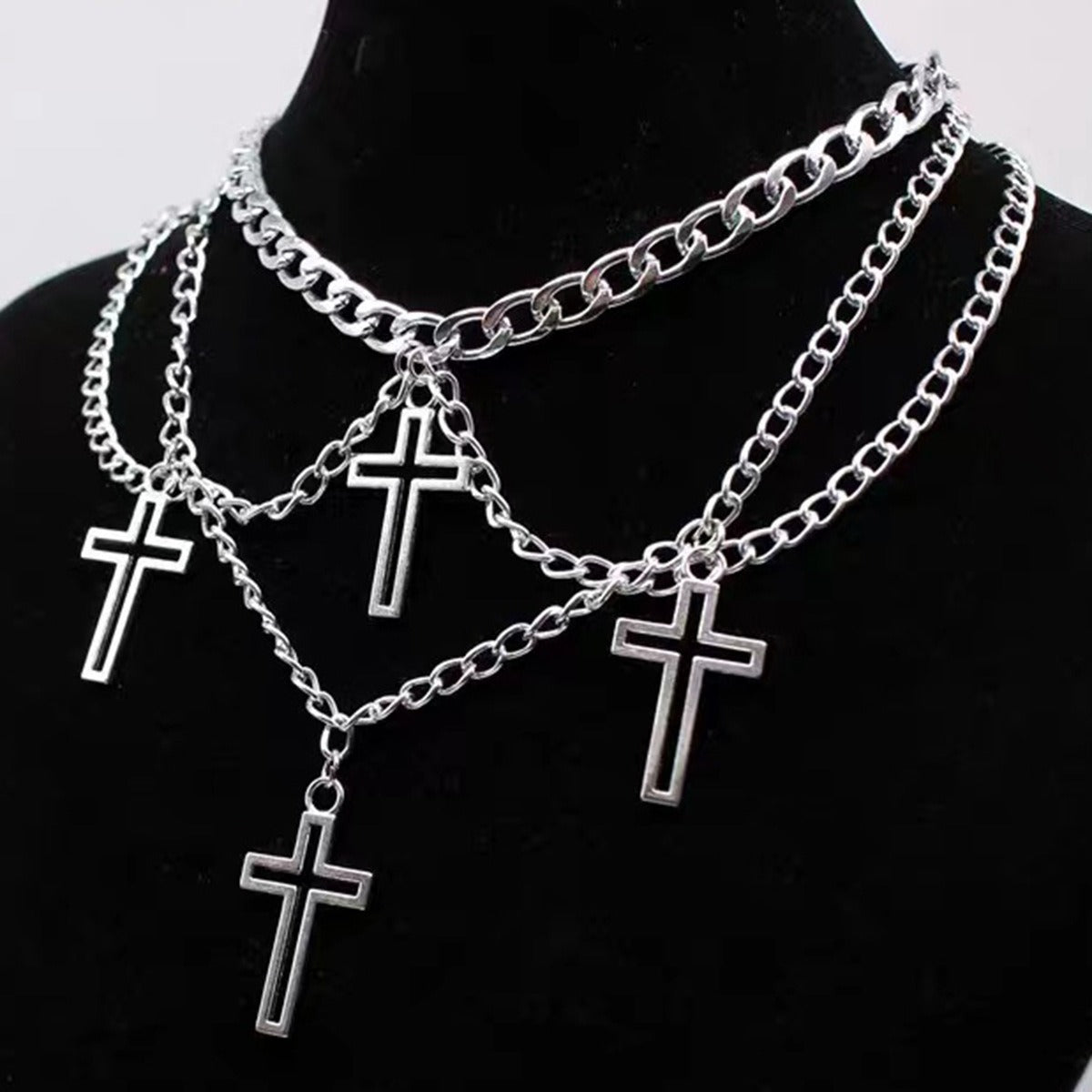 Necklace Jewelry Fashion Female Cross Multi layer Necklace Gothic Cross Pendant Necklace