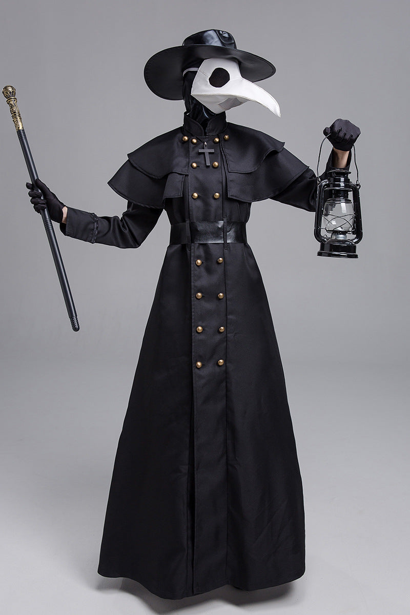 Halloween Adult Medieval Steampunk Style European Plague Doctor Costume Crow Long Beak Birdman Outfit