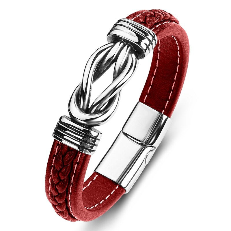 Jewelry Titanium Steel Punk Men's Leather Bracelet