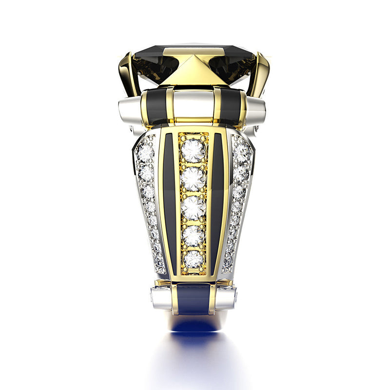 Gold with Black Stone Men's Ring Steampunk Vintage Engement Lovly Wedding Rings