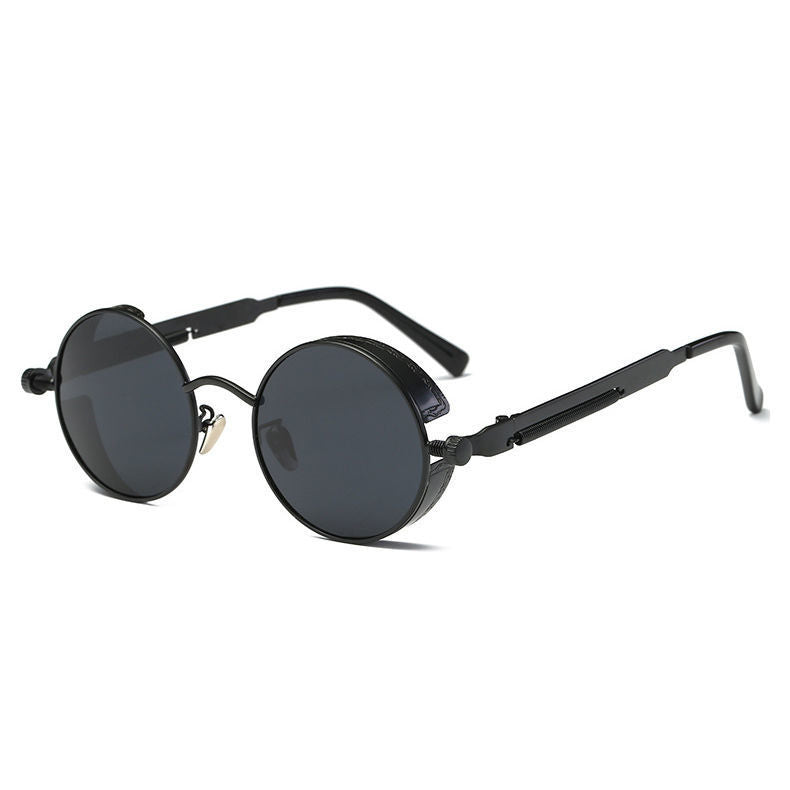 Retro Round Frame Sunglasses Brown Men And Women Chain Prince Mirror Steampunk Sunglasses Heavy Metal Sunglasses