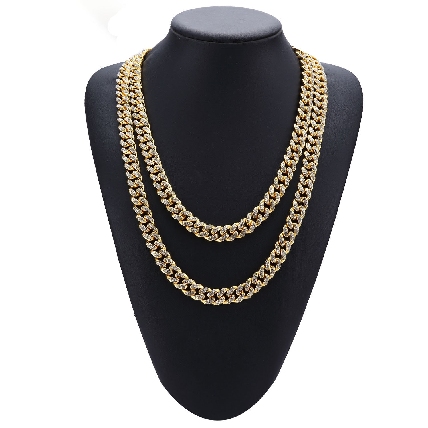 Hip Hop Necklace Jewelry 12mm Wide Butterfly Buckle Thick Gold Plating Cuban Chain