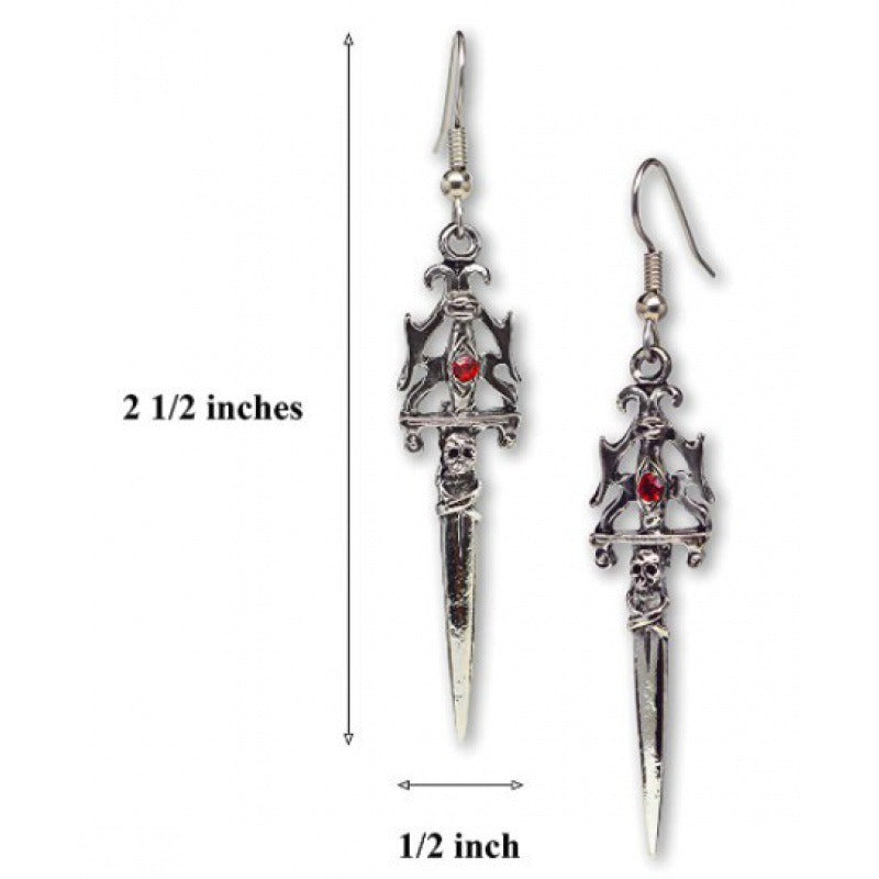 New Gothic Skull Sword Earrings and Earrings Wish New Jewelry