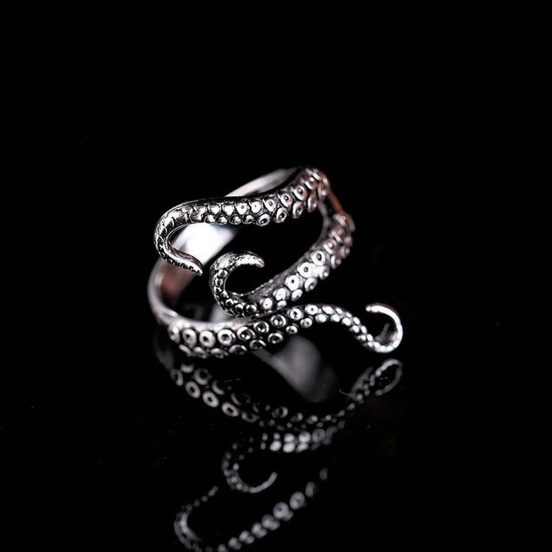 Rings Titanium Steel Gothic Deep Sea Squid Octopus Ring Fashion Jewelry Adjustable Size