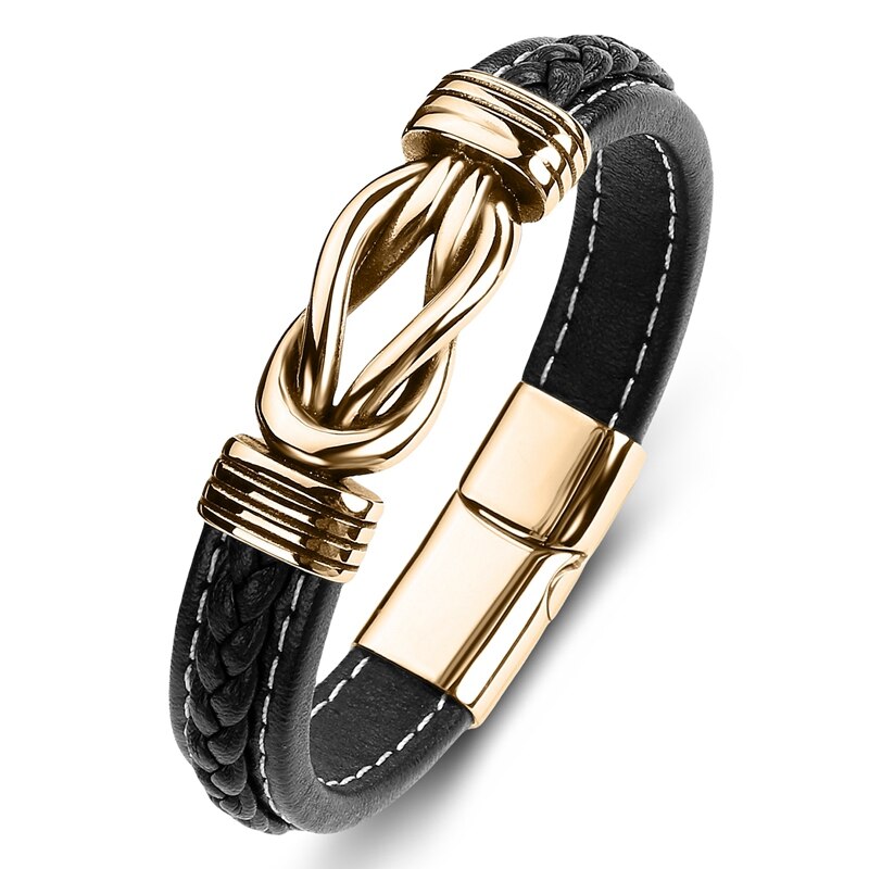 Jewelry Titanium Steel Punk Men's Leather Bracelet